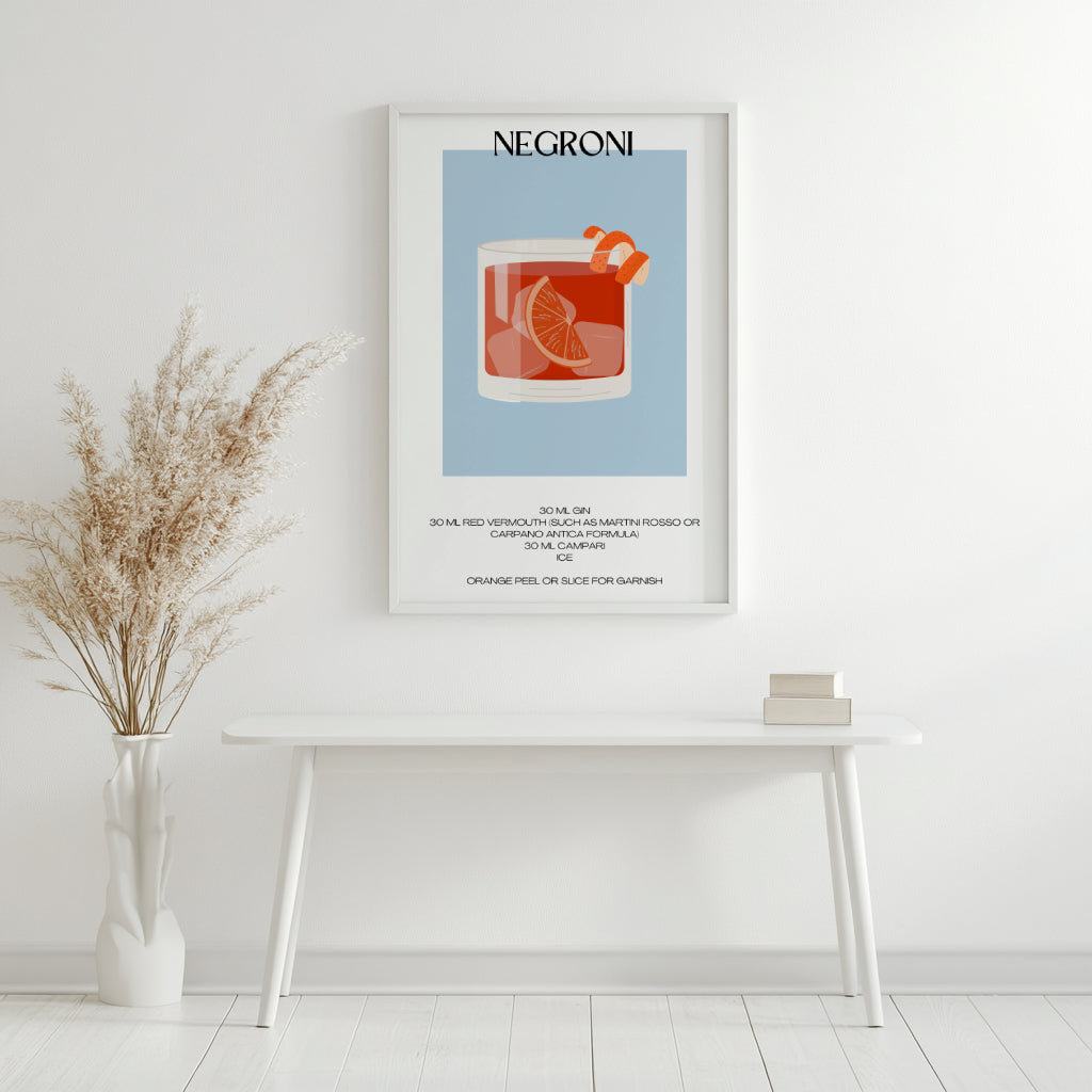 Negroni Cocktail Recipe Modern Framed Poster – Framed Wall Art Poster - Image 3