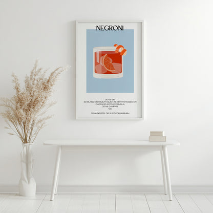 Negroni Cocktail Recipe Modern Framed Poster – Framed Wall Art Poster - Image 3
