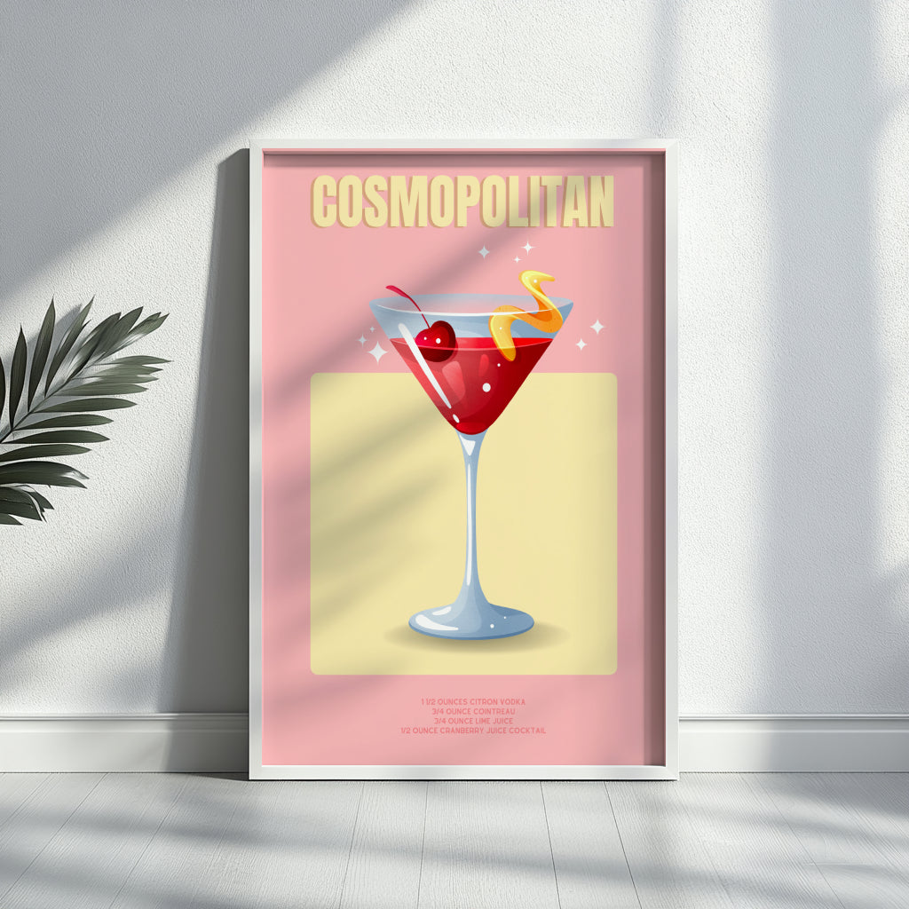 Cosmopolitan Cocktail Recipe Framed Poster#1 – Framed Wall Art Poster - Image 2