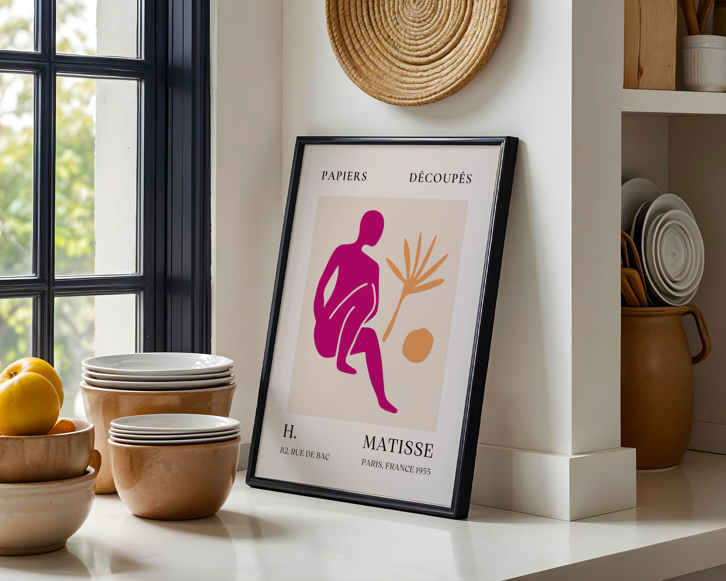 Matisse Inspired Abstract Magenta Figure Framed Poster - View 3