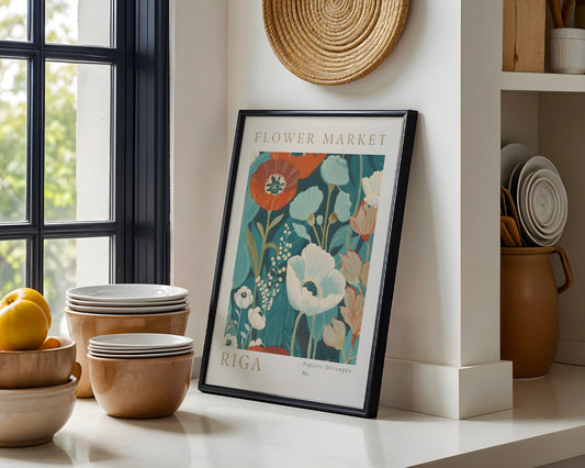 Riga Flower Market Vintage Floral Framed Poster – Framed Wall Art Poster - Image 1
