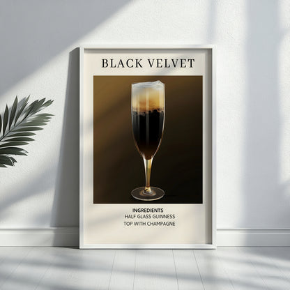 Black Velvet Cocktail Recipe Framed Poster#1 – Framed Wall Art Poster - Image 4