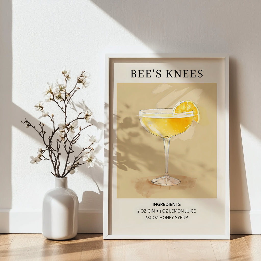 Bee's Knees Cocktail Recipe Framed Poster – Framed Wall Art Poster - Image 2