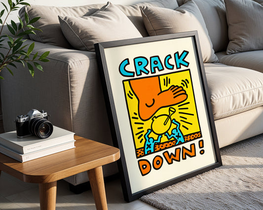 Crack Down Pop Art Framed Poster - View 1