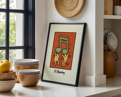 Keith Haring Music Note Dancers Framed Poster - View 2