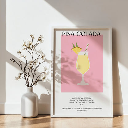 Pina Colada Cocktail Recipe Framed Poster – Framed Wall Art Poster - Image 3