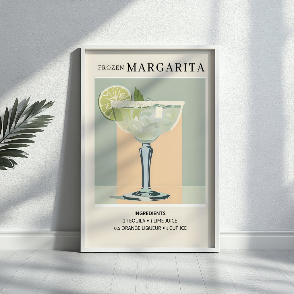 Frozen Margarita Cocktail Recipe Framed Poster – Framed Wall Art Poster - Image 2