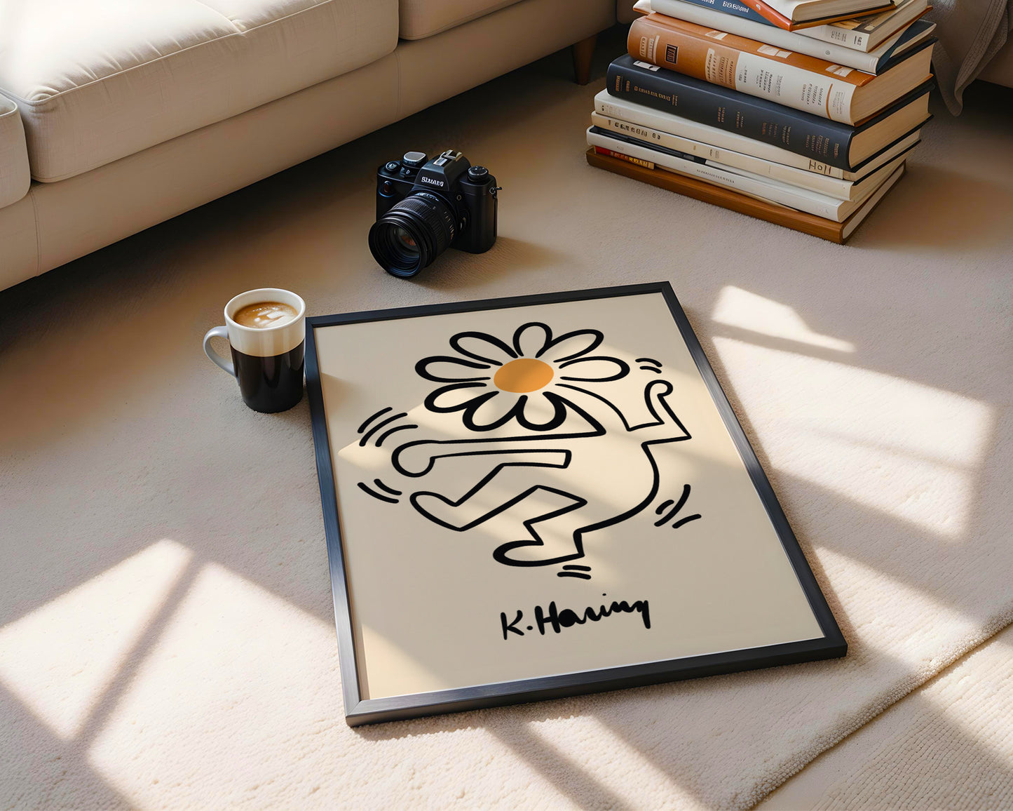 Keith Haring Radiant Flower Man Pop Art Framed Poster - View 2