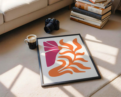 Pink & Orange Abstract Floral Framed Poster – Framed Wall Art Poster - Image 3