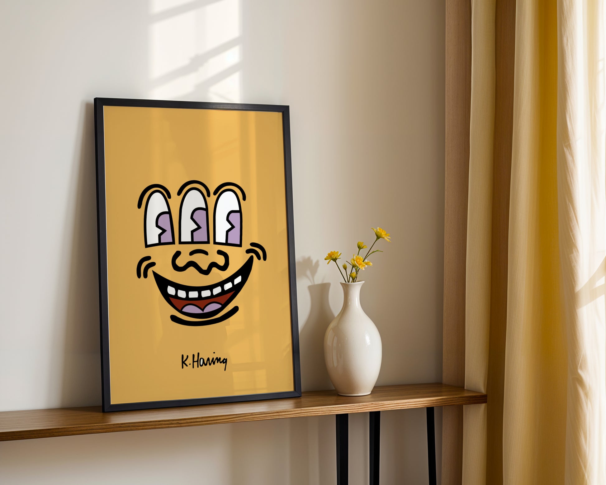 Pop Art Keith Haring Style Three-Eyed Face Framed Poster - View 4