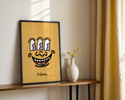 Pop Art Keith Haring Style Three-Eyed Face Framed Poster - View 4