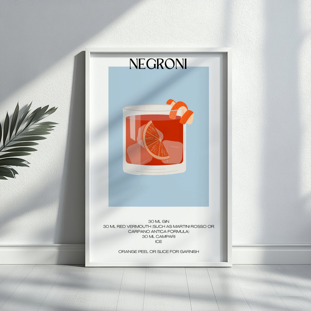 Negroni Cocktail Recipe Modern Framed Poster – Framed Wall Art Poster - Image 4