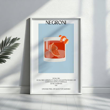 Negroni Cocktail Recipe Modern Framed Poster – Framed Wall Art Poster - Image 4