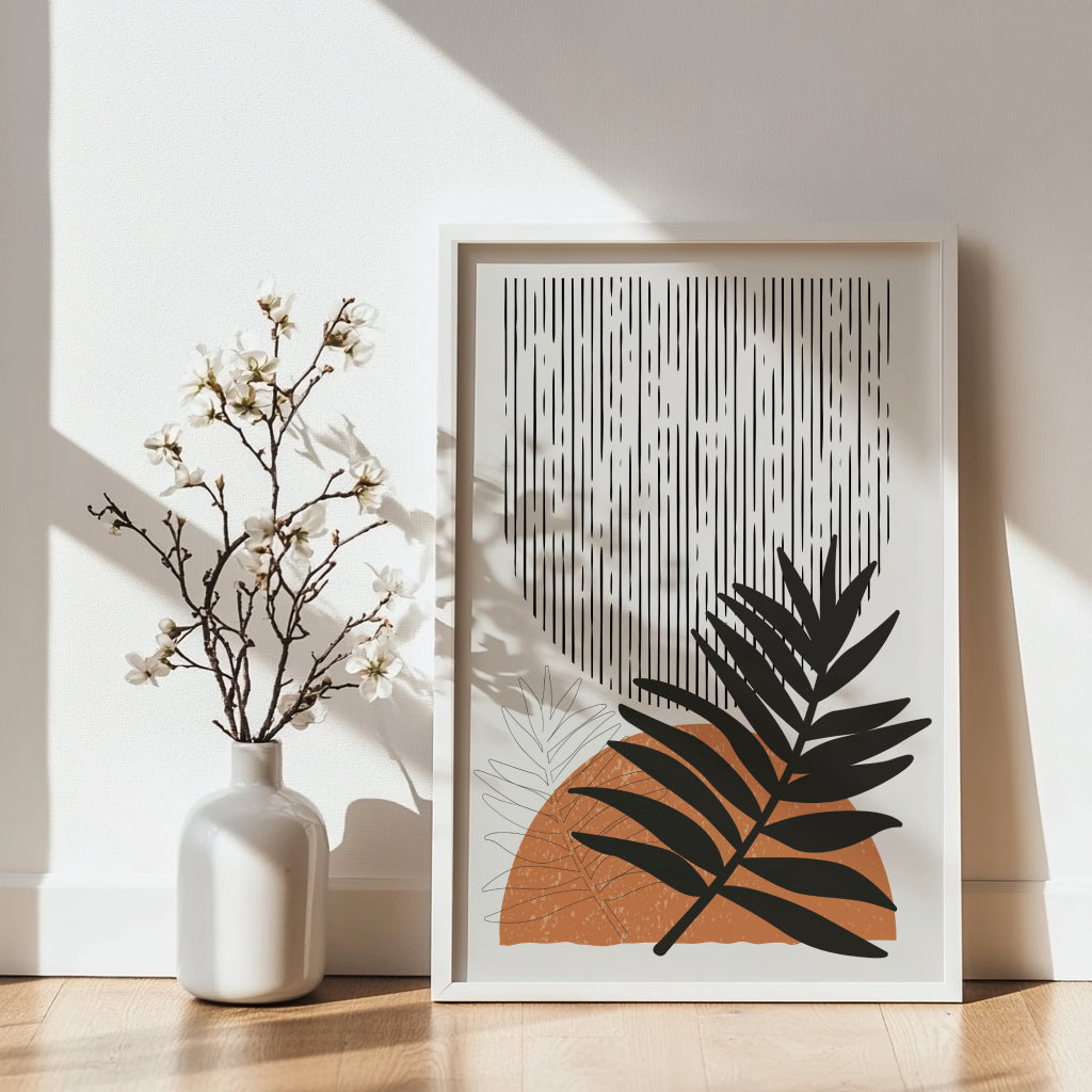 Abstract Terracotta Botanical Framed Poster – Framed Wall Art Poster - Image 1