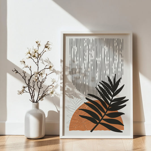 Abstract Terracotta Botanical Framed Poster – Framed Wall Art Poster - Image 1