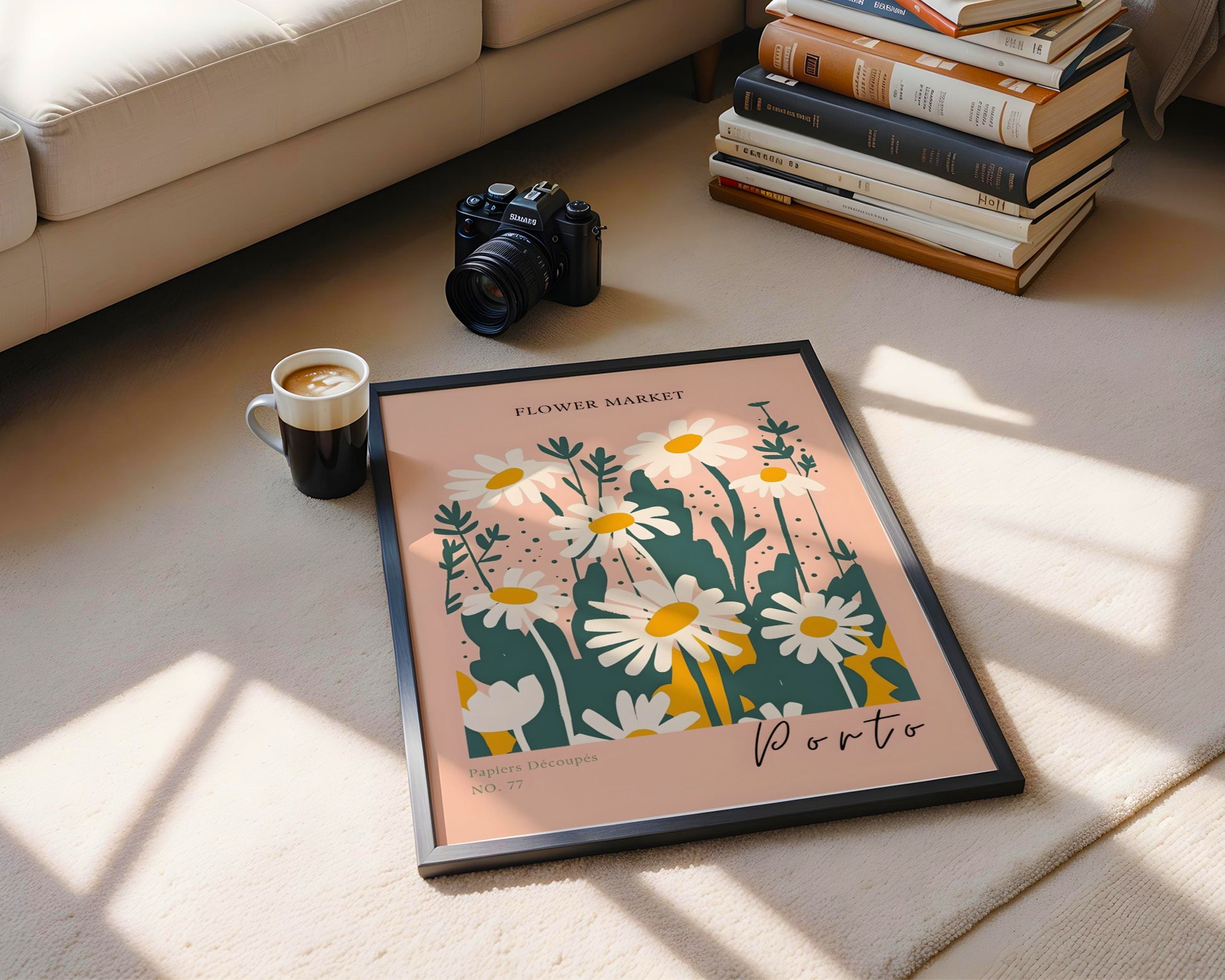 Porto Flower Market Daisy Art Framed Poster – Framed Wall Art Poster - Image 3