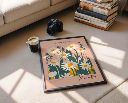 Porto Flower Market Daisy Art Framed Poster – Framed Wall Art Poster - Image 3