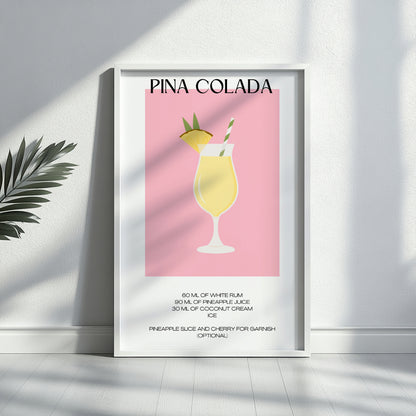 Pina Colada Cocktail Recipe Framed Poster – Framed Wall Art Poster - Image 4