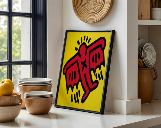 Keith Haring Style Radiant Angel Pop Art Framed Poster - View 2