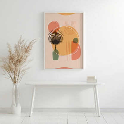Terracotta Abstract Palm Leaf Framed Poster – Framed Wall Art Poster - Image 1