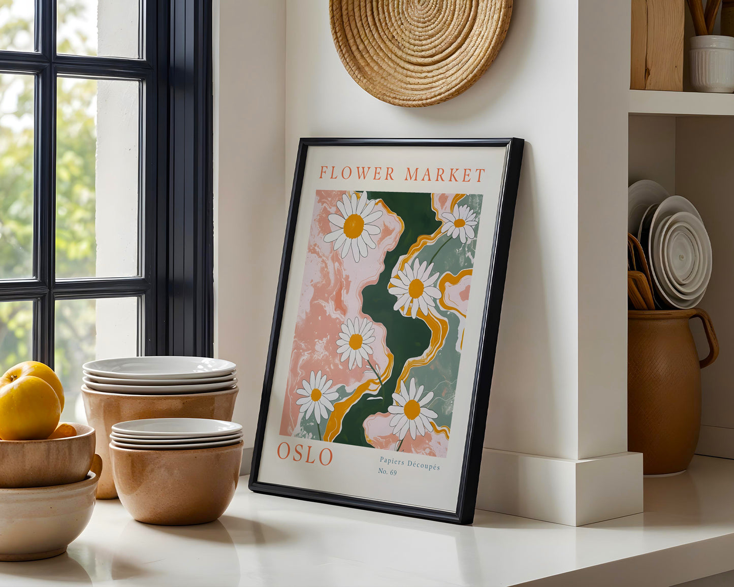 Oslo Flower Market Daisies Framed Poster – Framed Wall Art Poster - Image 1