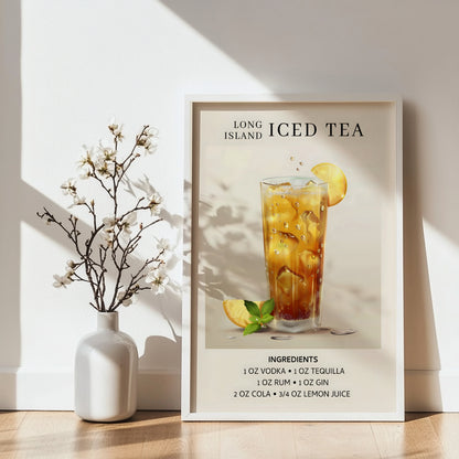 Long Island Iced Tea Cocktail Recipe Framed Poster#1 – Framed Wall Art Poster - Image 3