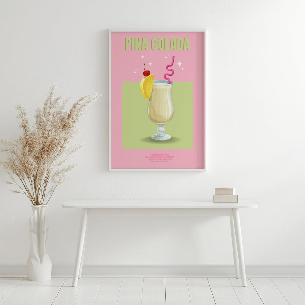 Pina Colada Cocktail Recipe Framed Poster#1 – Framed Wall Art Poster - Image 4