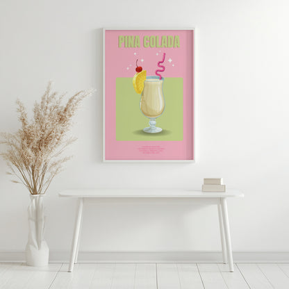 Pina Colada Cocktail Recipe Framed Poster#1 – Framed Wall Art Poster - Image 4