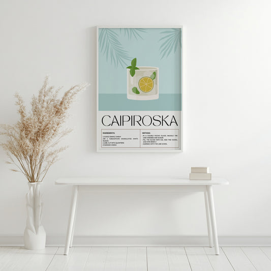 Caipiroska Cocktail Recipe Minimalist Framed Poster