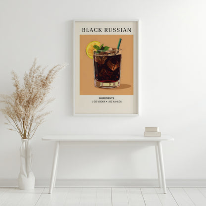 Black Russian Cocktail Recipe Framed Poster – Framed Wall Art Poster - Image 4