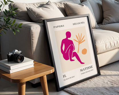 Matisse Inspired Abstract Magenta Figure Framed Poster - View 4
