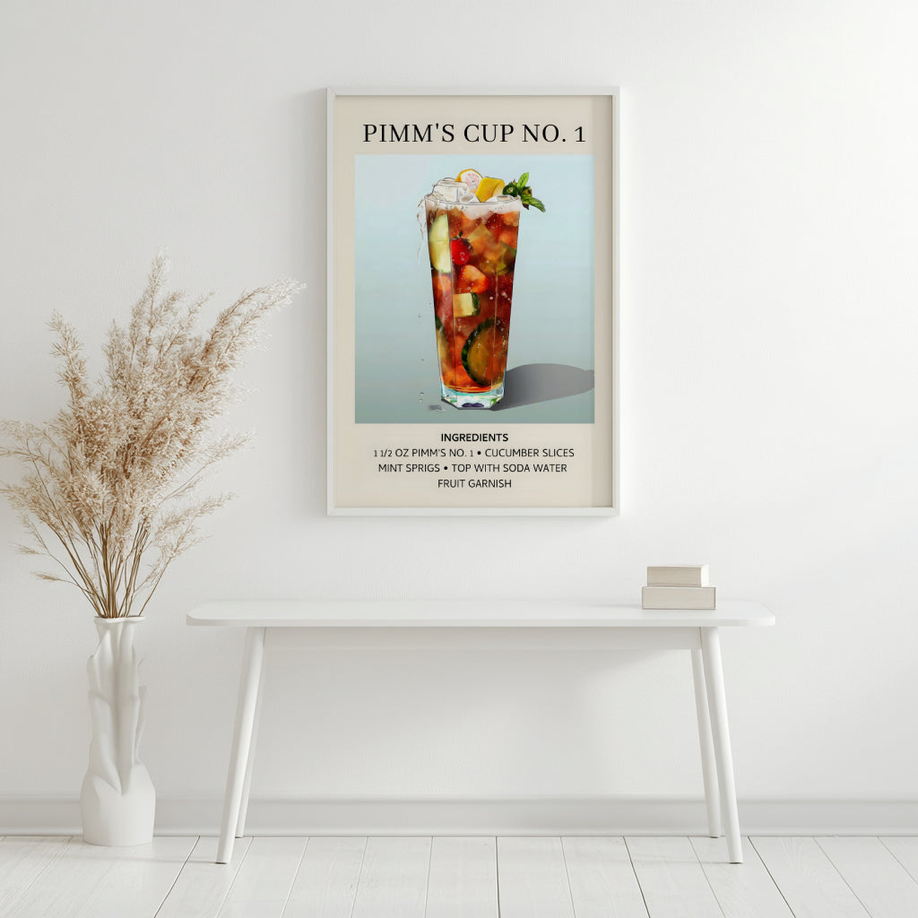 Pimm's Cup No. 1 Cocktail Recipe Framed Poster – Framed Wall Art Poster - Image 3