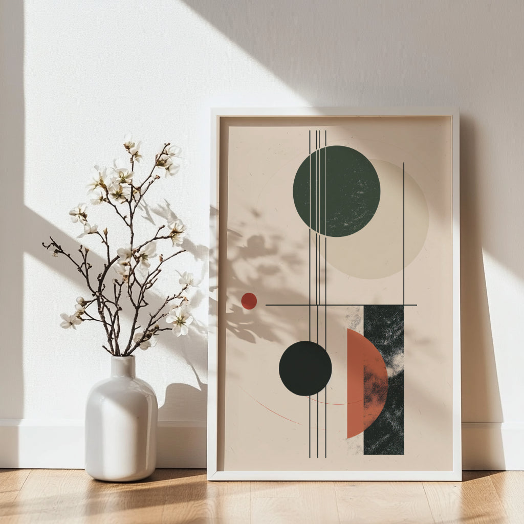 Modern Bauhaus Abstract Geometric Framed Poster – Framed Wall Art Poster - Image 1