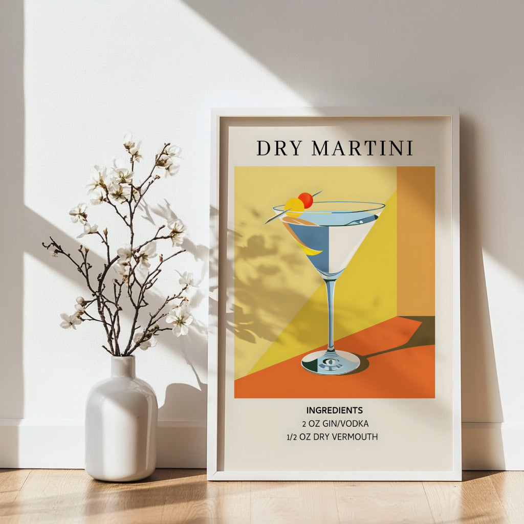 Dry Martini Cocktail Recipe Framed Wall Art – Framed Wall Art Poster - Image 3