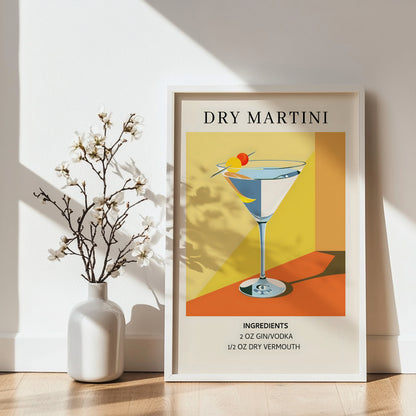 Dry Martini Cocktail Recipe Framed Wall Art – Framed Wall Art Poster - Image 3