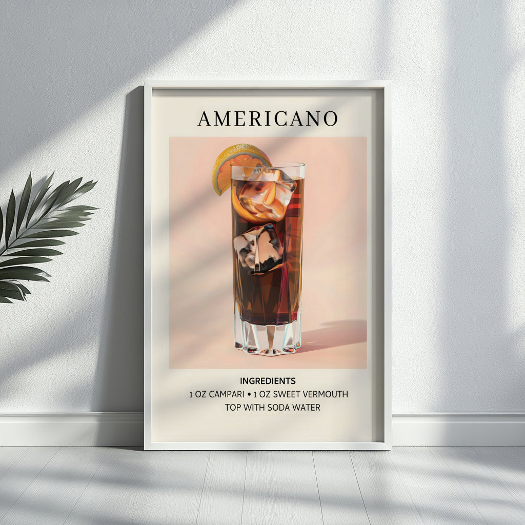 Americano Cocktail Recipe Framed Poster – Framed Wall Art Poster - Image 2