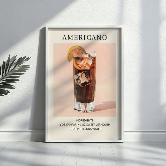 Americano Cocktail Recipe Framed Poster – Framed Wall Art Poster - Image 2
