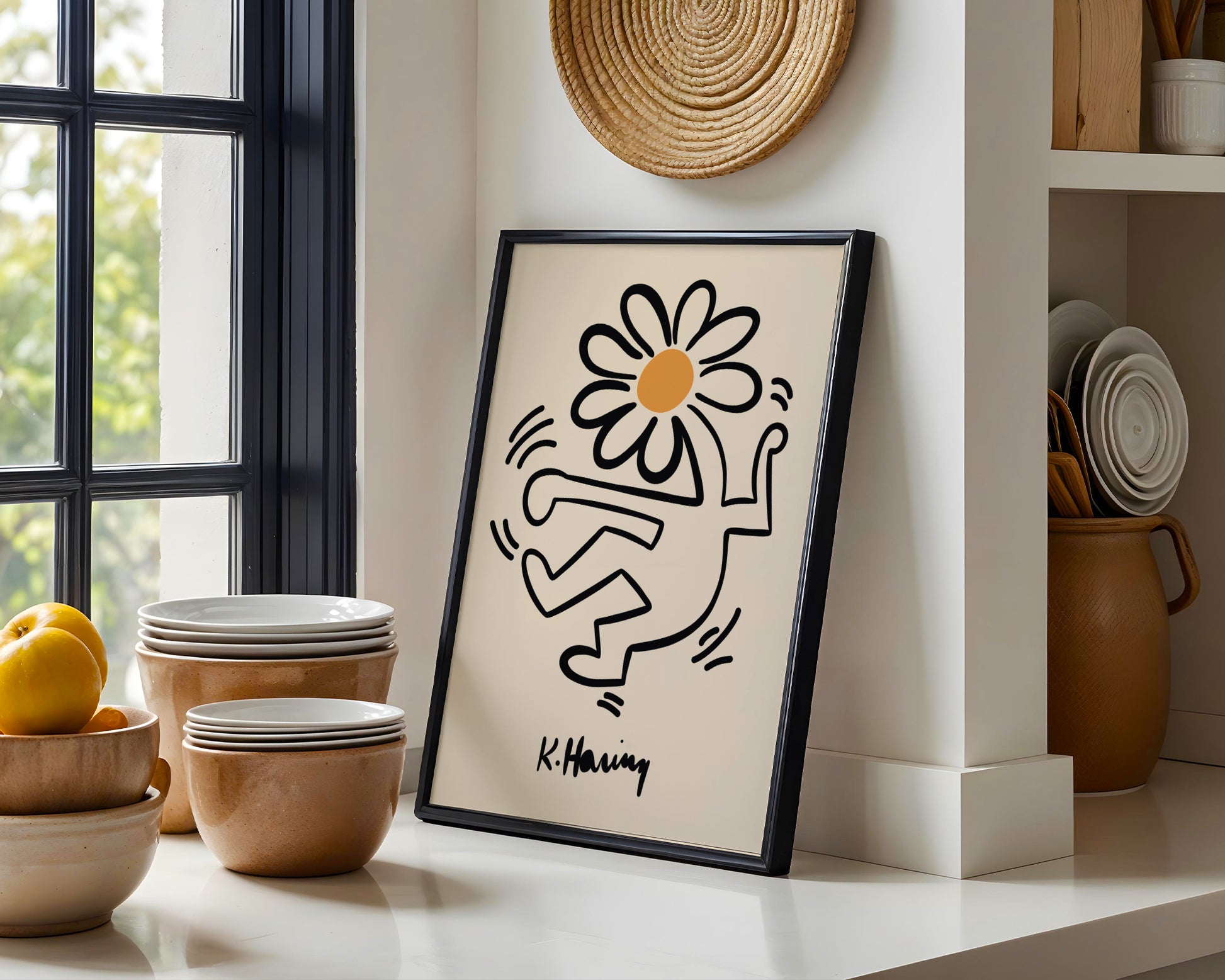 Keith Haring Radiant Flower Man Pop Art Framed Poster - View 3