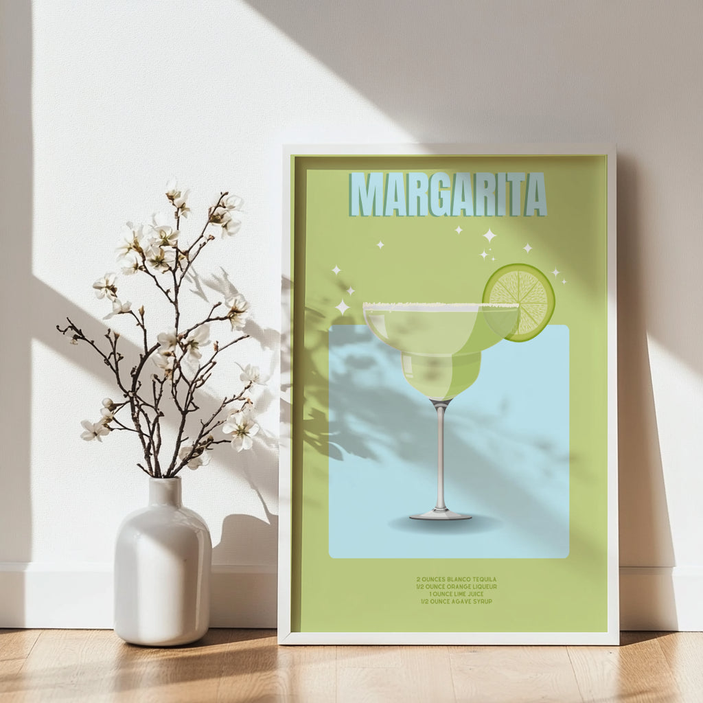 Vibrant Margarita Cocktail Recipe Framed Poster – Framed Wall Art Poster - Image 2