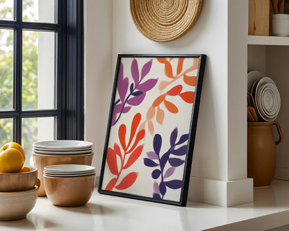 Vibrant Abstract Botanical Framed Poster – Framed Wall Art Poster - Image 1