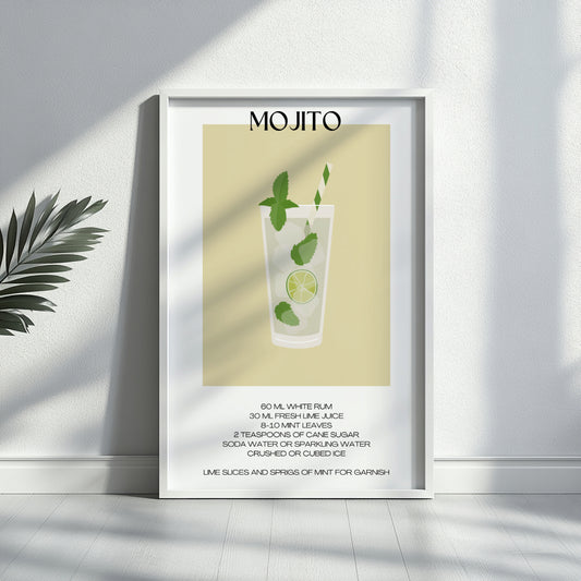 Mojito Cocktail Recipe Minimalist Framed Wall Art – Framed Wall Art Poster - Image 2