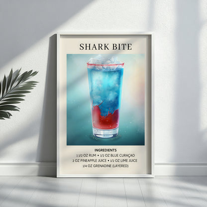 Shark Bite Cocktail Recipe Framed Poster – Framed Wall Art Poster - Image 3