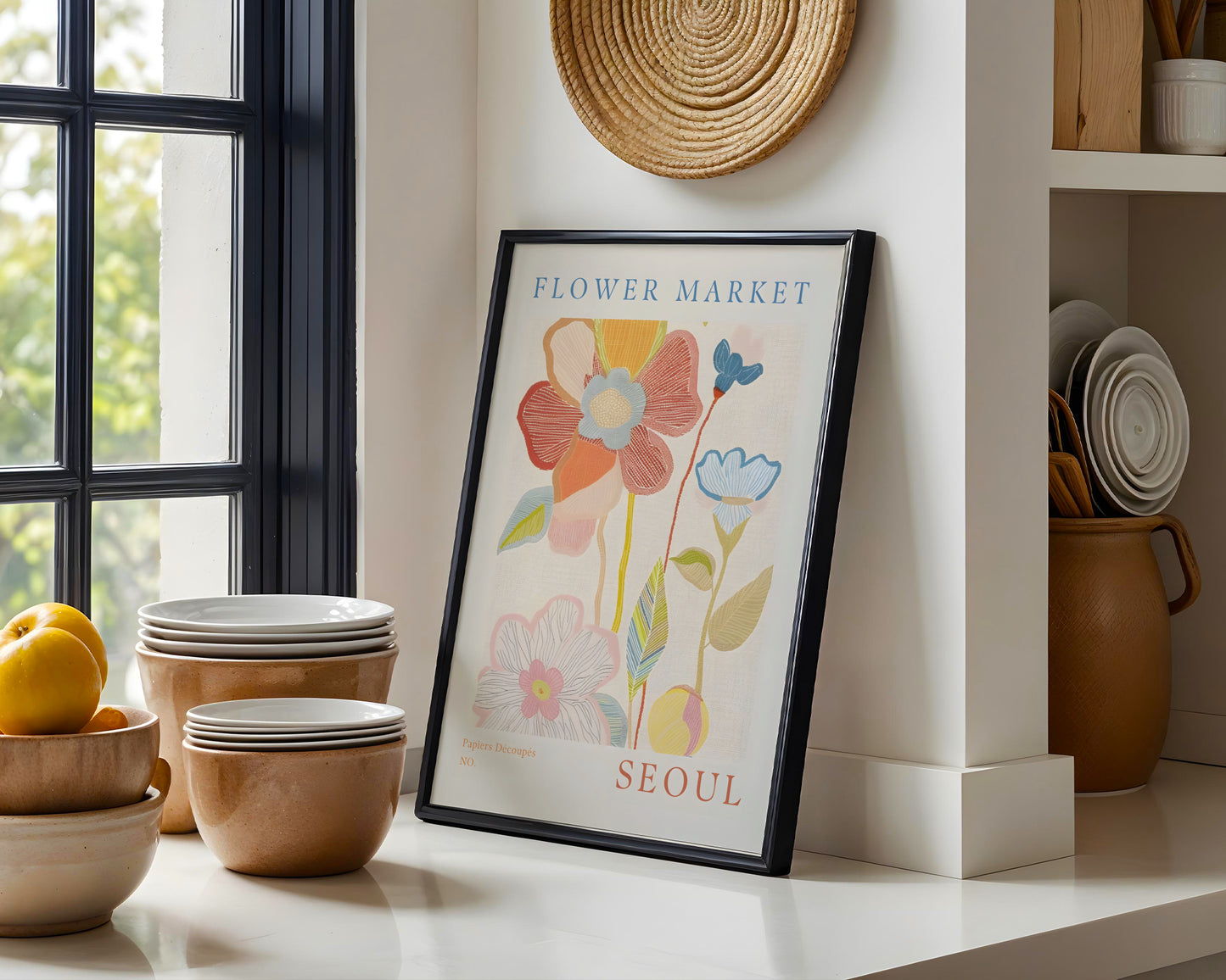 Seoul Flower Market Abstract Floral Framed Poster – Framed Wall Art Poster - Image 1