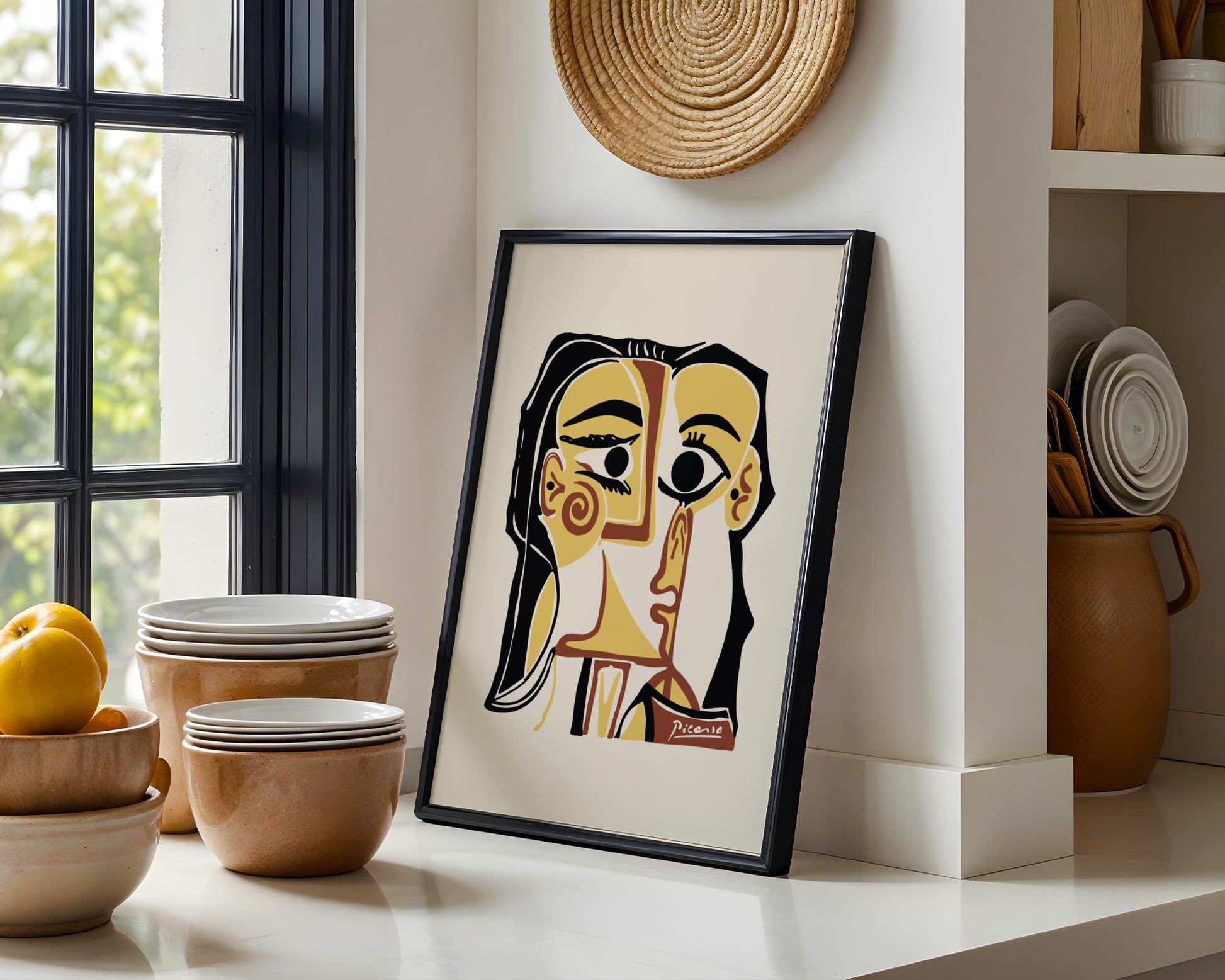 Picasso Style Abstract Cubist Face Framed Poster - View 2