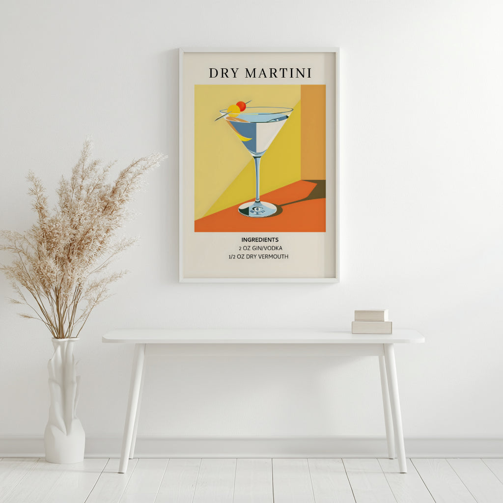 Dry Martini Cocktail Recipe Framed Wall Art – Framed Wall Art Poster - Image 2