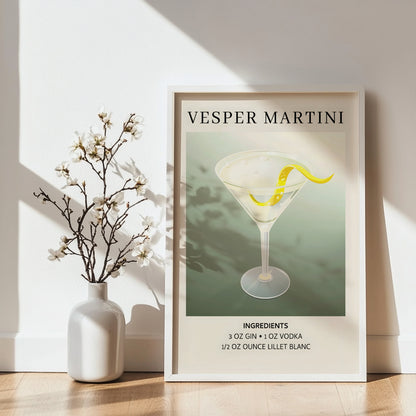Vesper Martini Cocktail Recipe Framed Poster – Framed Wall Art Poster - Image 4