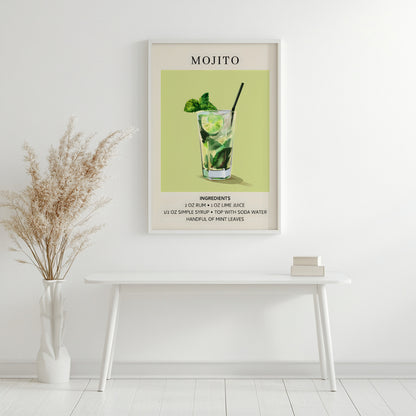 Mojito Recipe Bar Cart Framed Poster – Framed Wall Art Poster - Image 4