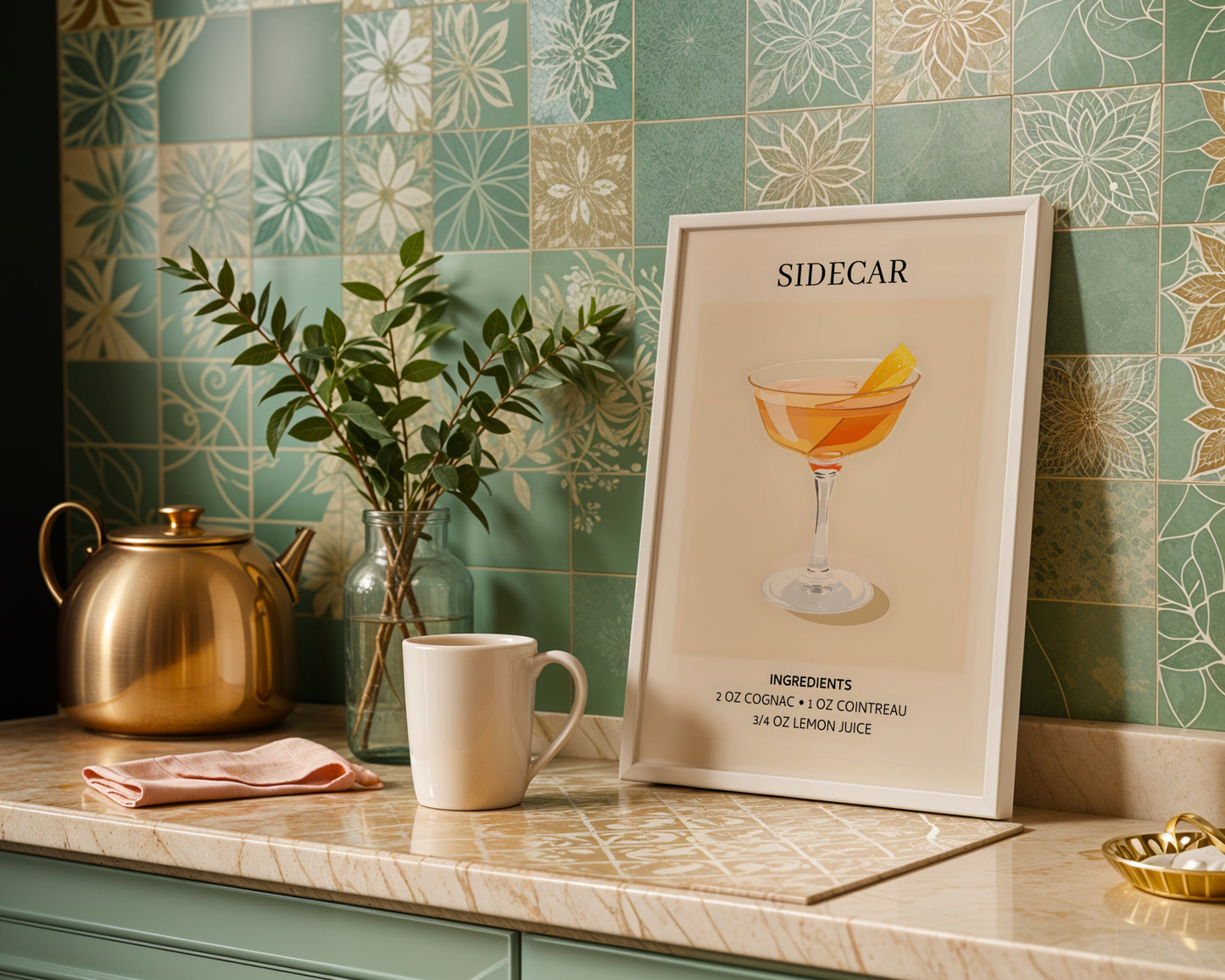 Sidecar Cocktail Recipe Minimalist Framed Poster – Framed Wall Art Poster - Image 1