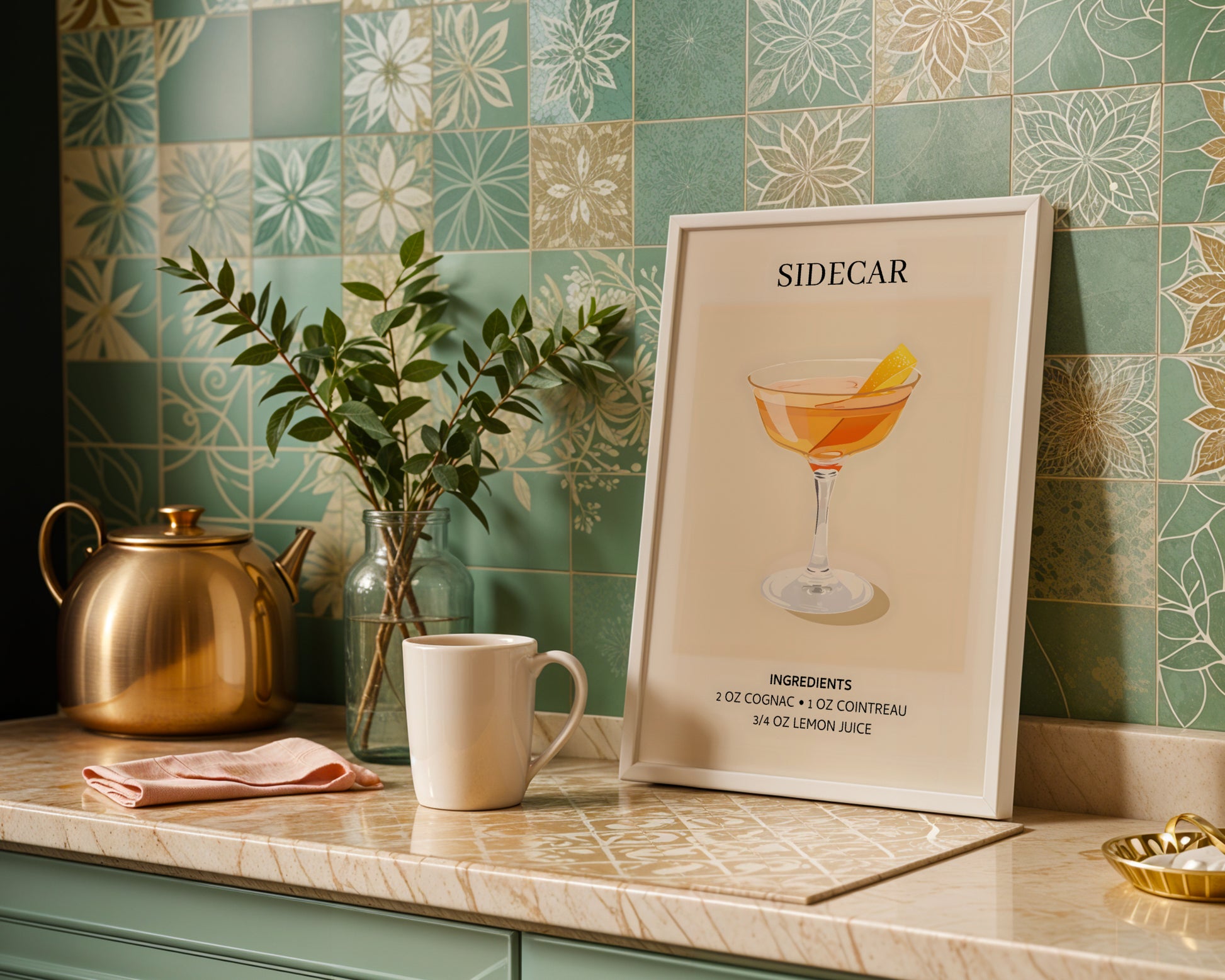 Sidecar Cocktail Recipe Minimalist Framed Poster – Framed Wall Art Poster - Image 1