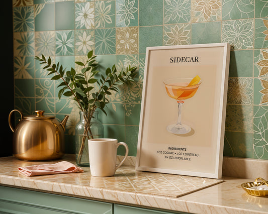 Sidecar Cocktail Recipe Minimalist Framed Poster – Framed Wall Art Poster - Image 1